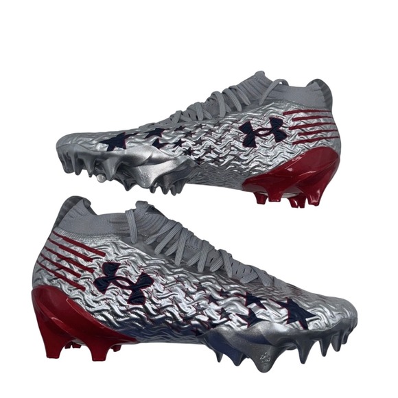 UNDER ARMOUR Football Cleats Mens Silver American‎ Flag Stars Stripes size 12 main image 5